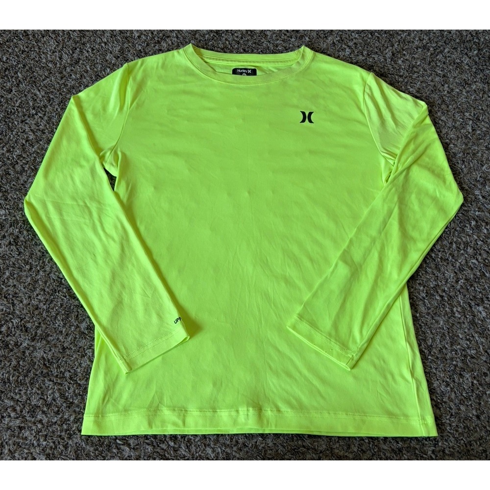 Hurley DriFit UPF 50 Long Sleeve Shirt Size XL Boys Volt Yellow